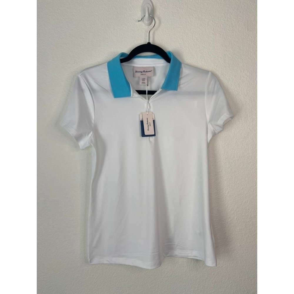 Tommy‎ Bahama golf women's medium white short sleeve athletic polo 1/4 zip